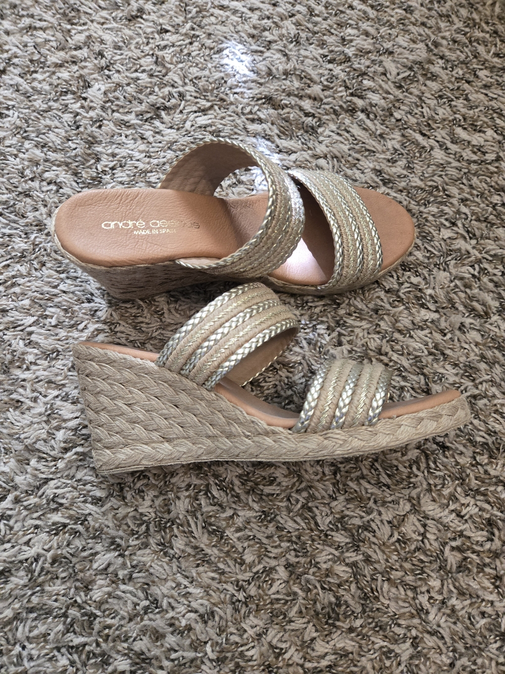 Andre Assous Metallic Gold Braided Double-Strap Mules - Picture 4 of 4
